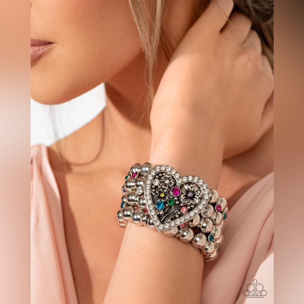 Paparazzi Silver Pink Filigree Bracelet